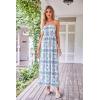 imageGRACE KARIN Women Strapless Casual Loose Ruched Long Maxi Dress with PocketsFloral White