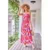 imageGRACE KARIN Women Strapless Casual Loose Ruched Long Maxi Dress with PocketsPink Orange