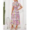 imageGRACE KARIN Womens 2025 Summer Floral Flowy Dresses Boho Tie Belt Short Puff Sleeve A Line Maxi Shirt Dress with PocketPurple Yellow