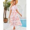 imageGRACE KARIN Womens 2025 Summer Floral Flowy Dresses Boho Tie Belt Short Puff Sleeve A Line Maxi Shirt Dress with PocketWhite Pink