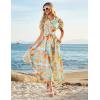 imageGRACE KARIN Womens 2025 Summer Floral Flowy Dresses Boho Tie Belt Short Puff Sleeve A Line Maxi Shirt Dress with PocketWhite Yellow