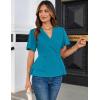 imageGRACE KARIN Womens Business Casual Outfits Business Casual Peplum Tops Short Sleeve V Neck Wrap Blouses Summer ShirtsBlue Green