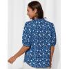 imageGRACE KARIN Womens Floral Button Down Shirts 2025 Puff Half Sleeve V Neck Summer Casual Loose Chiffon Blouse TopsBlue Floral