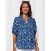 imageGRACE KARIN Womens Floral Button Down Shirts 2025 Puff Half Sleeve V Neck Summer Casual Loose Chiffon Blouse TopsBlue Floral