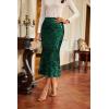 imageGRACE KARIN Womens Sequin Skirt Elastic High Waist Ruffled Hem Night Out Party Bodycon Midi SkirtGreen