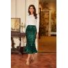 imageGRACE KARIN Womens Sequin Skirt Elastic High Waist Ruffled Hem Night Out Party Bodycon Midi SkirtGreen