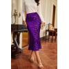 imageGRACE KARIN Womens Sequin Skirt Elastic High Waist Ruffled Hem Night Out Party Bodycon Midi SkirtPurple