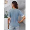 imageGRACE KARIN Womens Short Sleeve V Neck Summer Tops Ribbed Knit Slim Fitted Work Shirts Color Block Button Casual BlousesLight Blue