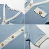 imageGRACE KARIN Womens Short Sleeve V Neck Summer Tops Ribbed Knit Slim Fitted Work Shirts Color Block Button Casual BlousesLight Blue