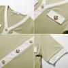 imageGRACE KARIN Womens Short Sleeve V Neck Summer Tops Ribbed Knit Slim Fitted Work Shirts Color Block Button Casual BlousesLight Green