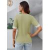 imageGRACE KARIN Womens Short Sleeve V Neck Summer Tops Ribbed Knit Slim Fitted Work Shirts Color Block Button Casual BlousesLight Green