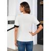imageGRACE KARIN Womens Short Sleeve V Neck Summer Tops Ribbed Knit Slim Fitted Work Shirts Color Block Button Casual BlousesWhite