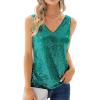 imageGRACE KARIN Womens Sleeveless Sparkle Sequin Tops VNeck Cami Sexy Club Tank TopGreen2