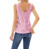 imageGRACE KARIN Womens Sleeveless Sparkle Sequin Tops VNeck Cami Sexy Club Tank TopPink
