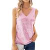 imageGRACE KARIN Womens Sleeveless Sparkle Sequin Tops VNeck Cami Sexy Club Tank TopPink