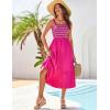 imageGRACE KARIN Womens Summer Casual Maxi Dress Sleeveless Spaghetti Strap Striped Aline Flowy Beach Sun Dresses with PocketsRose Red