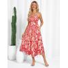 imageGRACE KARIN Womens Summer Floral Dress 2025 Spaghetti Strap Smocked Tiered Casual Boho Maxi Long Sundress with PocketsRed Leaves