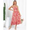 imageGRACE KARIN Womens Summer Floral Dress 2025 Spaghetti Strap Smocked Tiered Casual Boho Maxi Long Sundress with PocketsRed Leaves