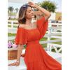 imageGRACE KARIN Womens Summer Short Sleeve Square Neck Smocked Waist Casual Vacation Tiered Flowy Maxi DressOrange
