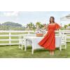 imageGRACE KARIN Womens Summer Short Sleeve Square Neck Smocked Waist Casual Vacation Tiered Flowy Maxi DressOrange