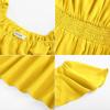 imageGRACE KARIN Womens Summer Short Sleeve Square Neck Smocked Waist Casual Vacation Tiered Flowy Maxi DressYellow