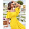imageGRACE KARIN Womens Summer Short Sleeve Square Neck Smocked Waist Casual Vacation Tiered Flowy Maxi DressYellow