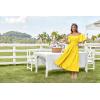 imageGRACE KARIN Womens Summer Short Sleeve Square Neck Smocked Waist Casual Vacation Tiered Flowy Maxi DressYellow