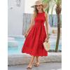 imageGRACE KARIN Womens Summer Sleeveless Tank Dress A Line Midi Dress Eyelet Crewneck Casual Holiday Dress with PocketsRed