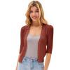 imageGRACE KARIN Womens Sweater Cropped Cardigan Knit Shrugs for Dresses Tops Button Down Lightweight SoftRust