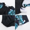 imageGRACE KARIN Womens Swimwear Rash Guard Short Sleeves Zip Front Round Neck One Piece Bathing SuitBlue  Black
