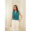 imageGRACE KARIN Womens V Neck Tank Top Summer Pleated Sleeveless Basic Casual Camisole BlouseBlue Green