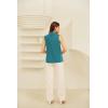 imageGRACE KARIN Womens V Neck Tank Top Summer Pleated Sleeveless Basic Casual Camisole BlouseBlue Green