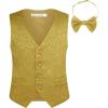imageGRACE KARIN Boys Formal Suit Vest 4 Button 2 Piece Tuxedo Dress Vest with Bow Tie 512YGold