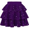 imageGRACE KARIN Girls Sequin Skirt Girls Fashion Party Three Layer Ruffle Skirt 514YDark Purple