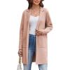 imageGRACE KARIN Womens 2024 Fashion Open Front Long Cardigan Sweaters Long Sleeve Lapel knit Sweater Jacket with PocketsLight Pink