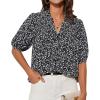 imageGRACE KARIN Womens Floral Button Down Shirts 2025 Puff Half Sleeve V Neck Summer Casual Loose Chiffon Blouse TopsBlack Floral