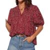 imageGRACE KARIN Womens Floral Button Down Shirts 2025 Puff Half Sleeve V Neck Summer Casual Loose Chiffon Blouse TopsRed Polka Dots
