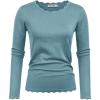 imageGRACE KARIN Womens High Stretchy Long Sleeve Pullover Sweater Blouse TopBlue Grey