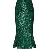 imageGRACE KARIN Womens Sequin Skirt Elastic High Waist Ruffled Hem Night Out Party Bodycon Midi SkirtGreen