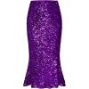 imageGRACE KARIN Womens Sequin Skirt Elastic High Waist Ruffled Hem Night Out Party Bodycon Midi SkirtPurple