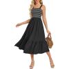 imageGRACE KARIN Womens Summer Casual Maxi Dress Sleeveless Spaghetti Strap Striped Aline Flowy Beach Sun Dresses with PocketsBlack