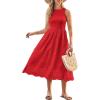 imageGRACE KARIN Womens Summer Sleeveless Tank Dress A Line Midi Dress Eyelet Crewneck Casual Holiday Dress with PocketsRed
