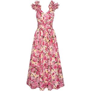 imageGRACE KARIN 2025 Womens Summer Floral Print Dress Sleeveless Casual Flowy Sundress A Line Ruffle Wedding Guest OutfitPink Yellow Floral