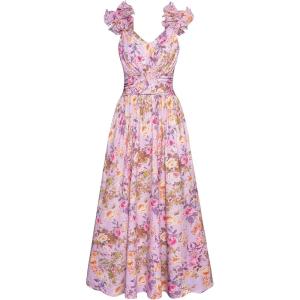 imageGRACE KARIN 2025 Womens Summer Floral Print Dress Sleeveless Casual Flowy Sundress A Line Ruffle Wedding Guest OutfitPurple Floral