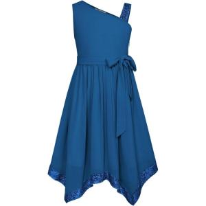 imageGRACE KARIN Girls Summer Dress One Shoulder Party Formal Birthday Midi Dress 512YBlue