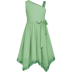 imageGRACE KARIN Girls Summer Dress One Shoulder Party Formal Birthday Midi Dress 512YGrass Green
