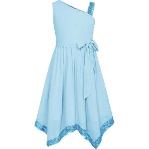 imageGRACE KARIN Girls Summer Dress One Shoulder Party Formal Birthday Midi Dress 512YLight Blue