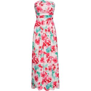 imageGRACE KARIN Women Strapless Casual Loose Ruched Long Maxi Dress with PocketsBlue Pink Flower