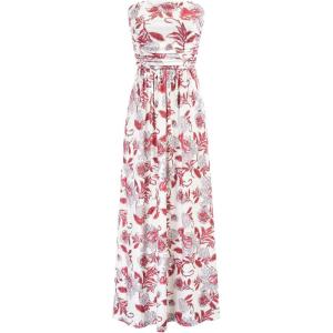 imageGRACE KARIN Women Strapless Casual Loose Ruched Long Maxi Dress with PocketsFloral Pink