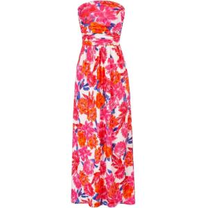 imageGRACE KARIN Women Strapless Casual Loose Ruched Long Maxi Dress with PocketsPink Orange